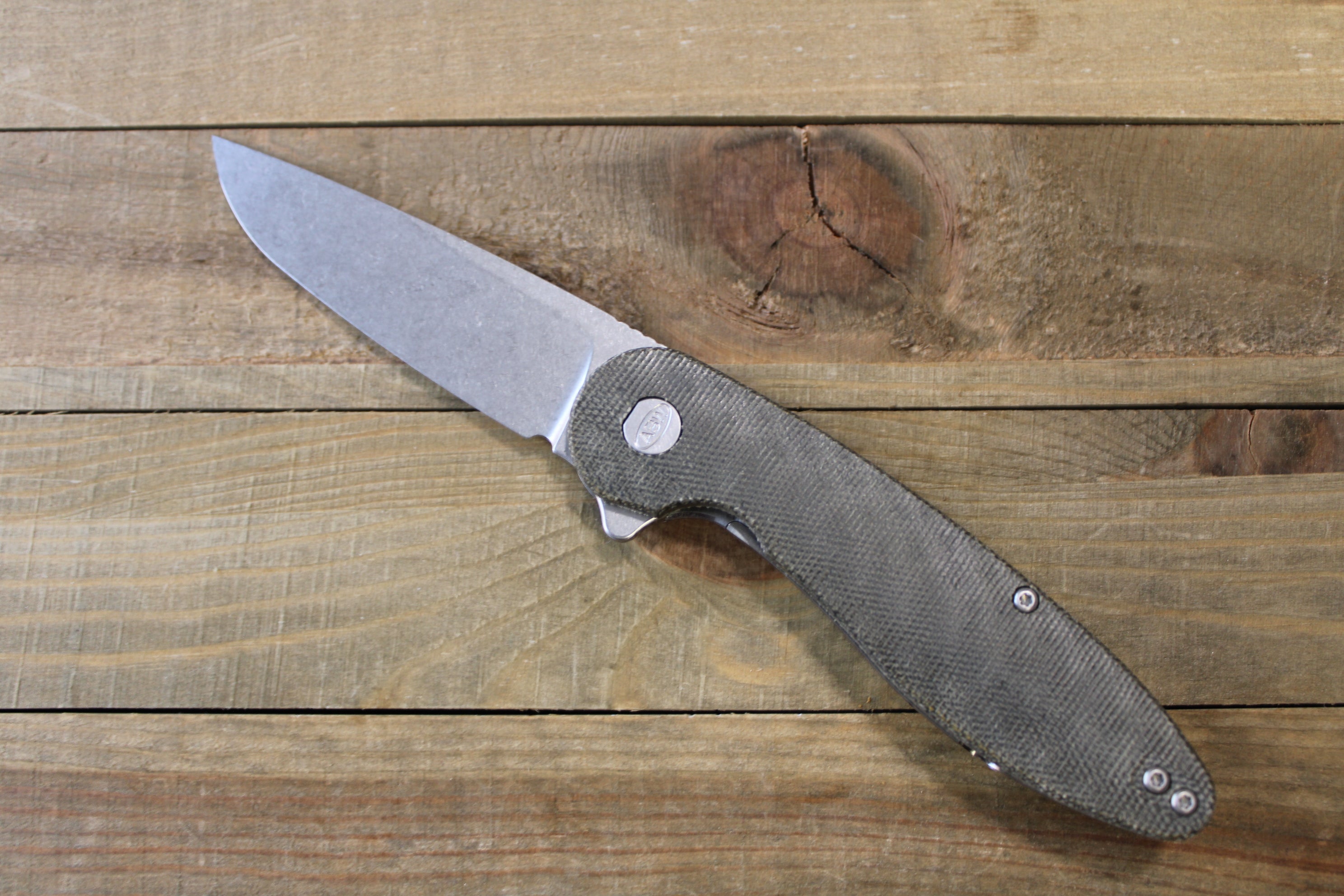 Model 1 Titanium Frame Lock (Micarta Canvas OD Green) – American